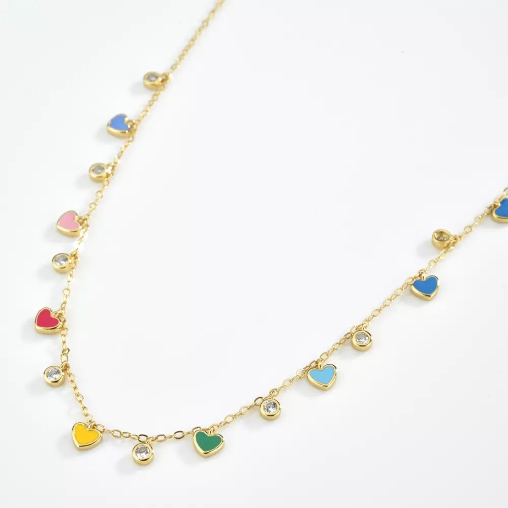 Rainbow Hearts Necklace