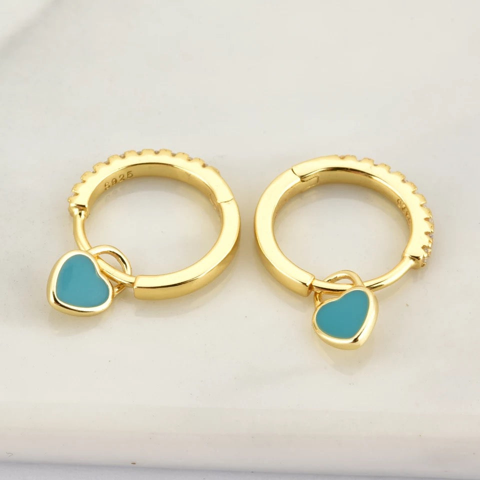 Turquoise Heart Hoop