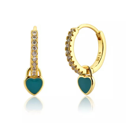Turquoise Heart Hoop