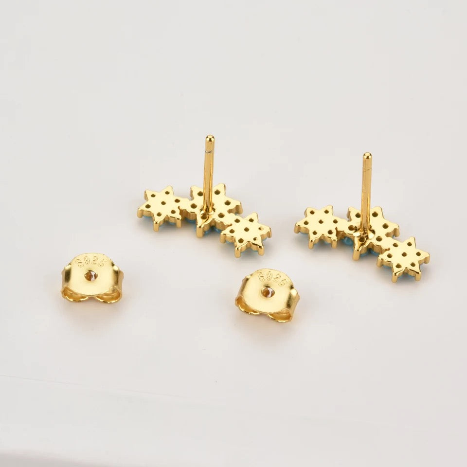 Three Flower Stud Turquoise