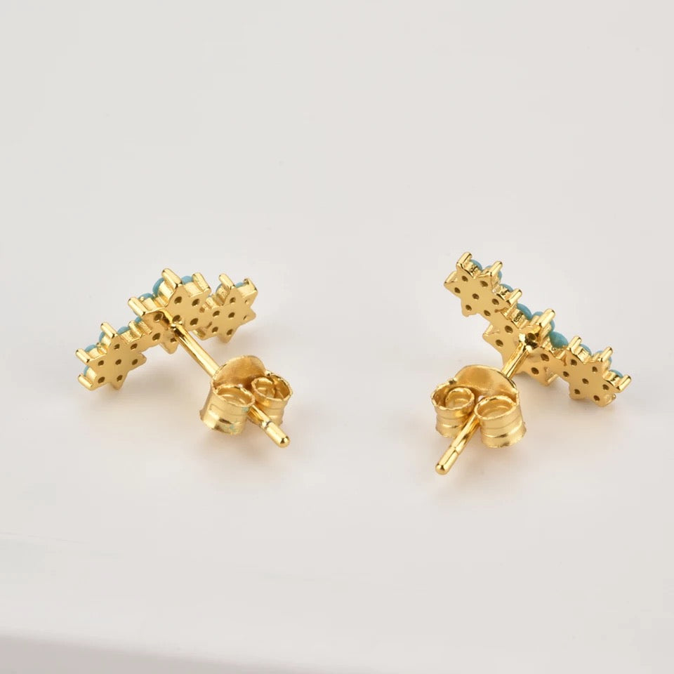 Three Flower Stud Turquoise