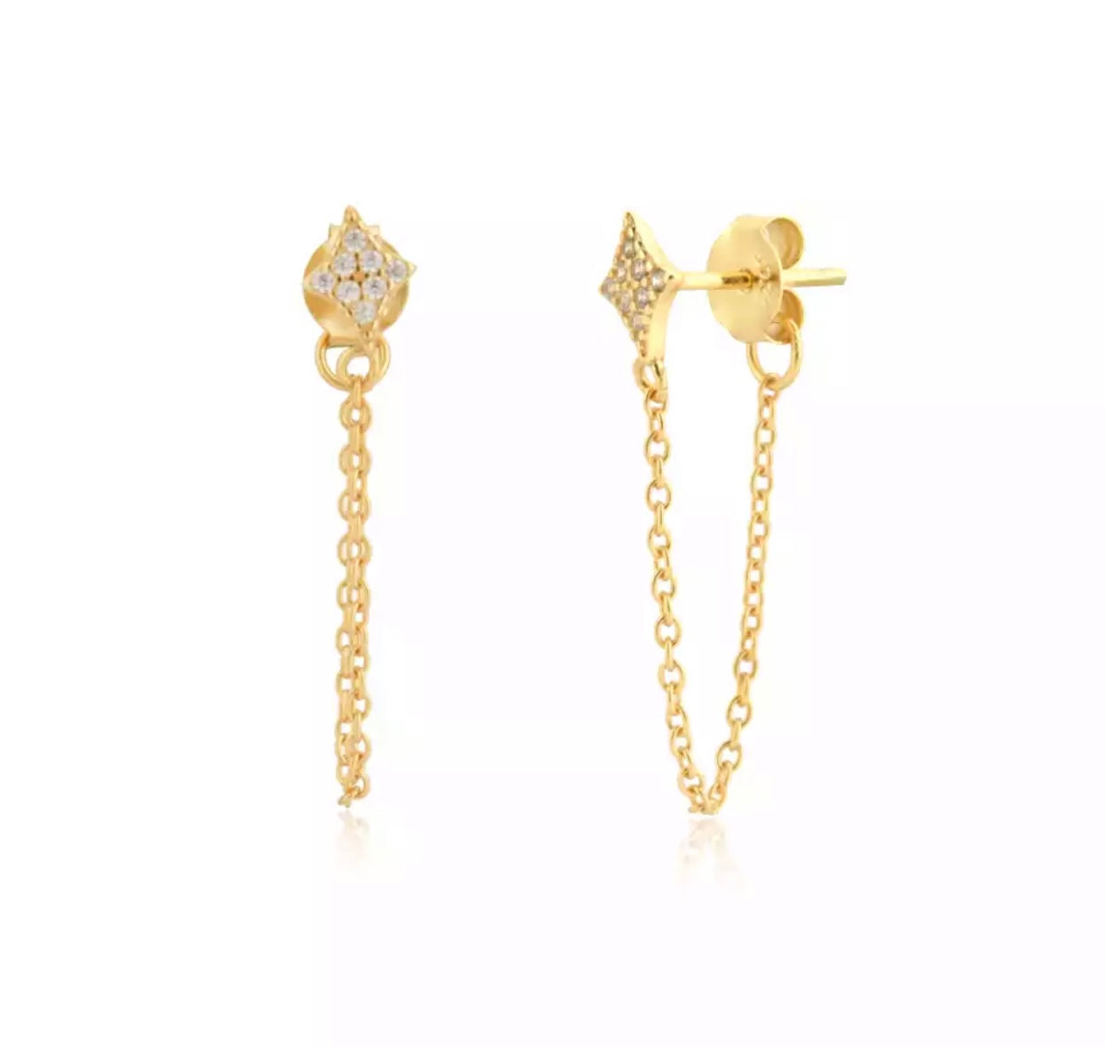 Diamond Long Chain Stud