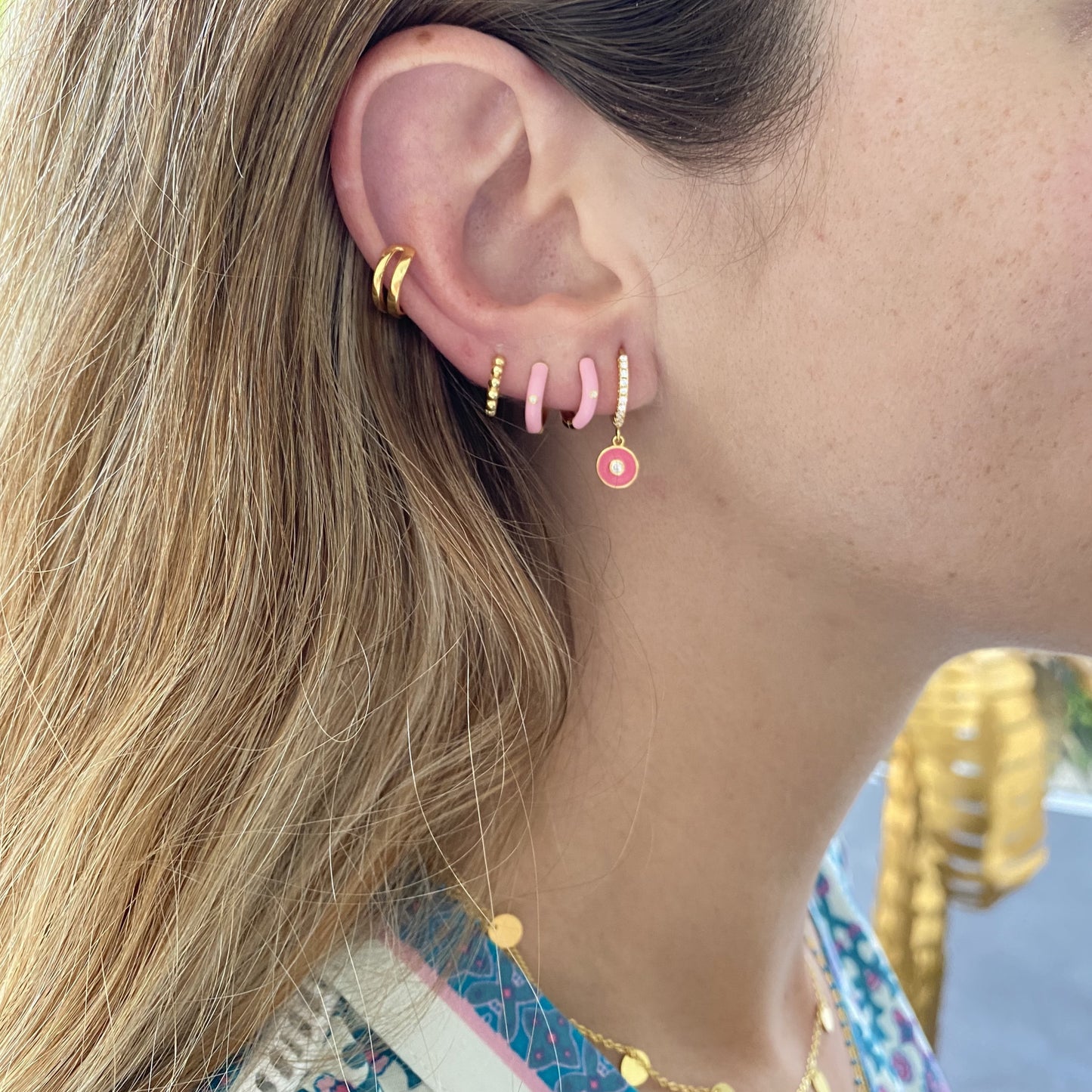 Sandbar Mini Hoop Fushia