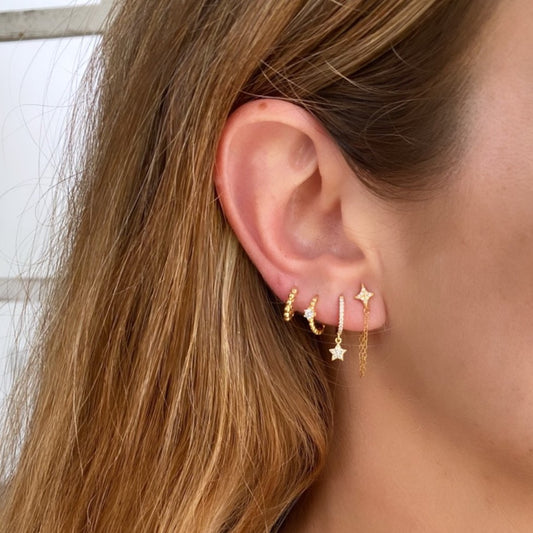 Diamond Long Chain Stud