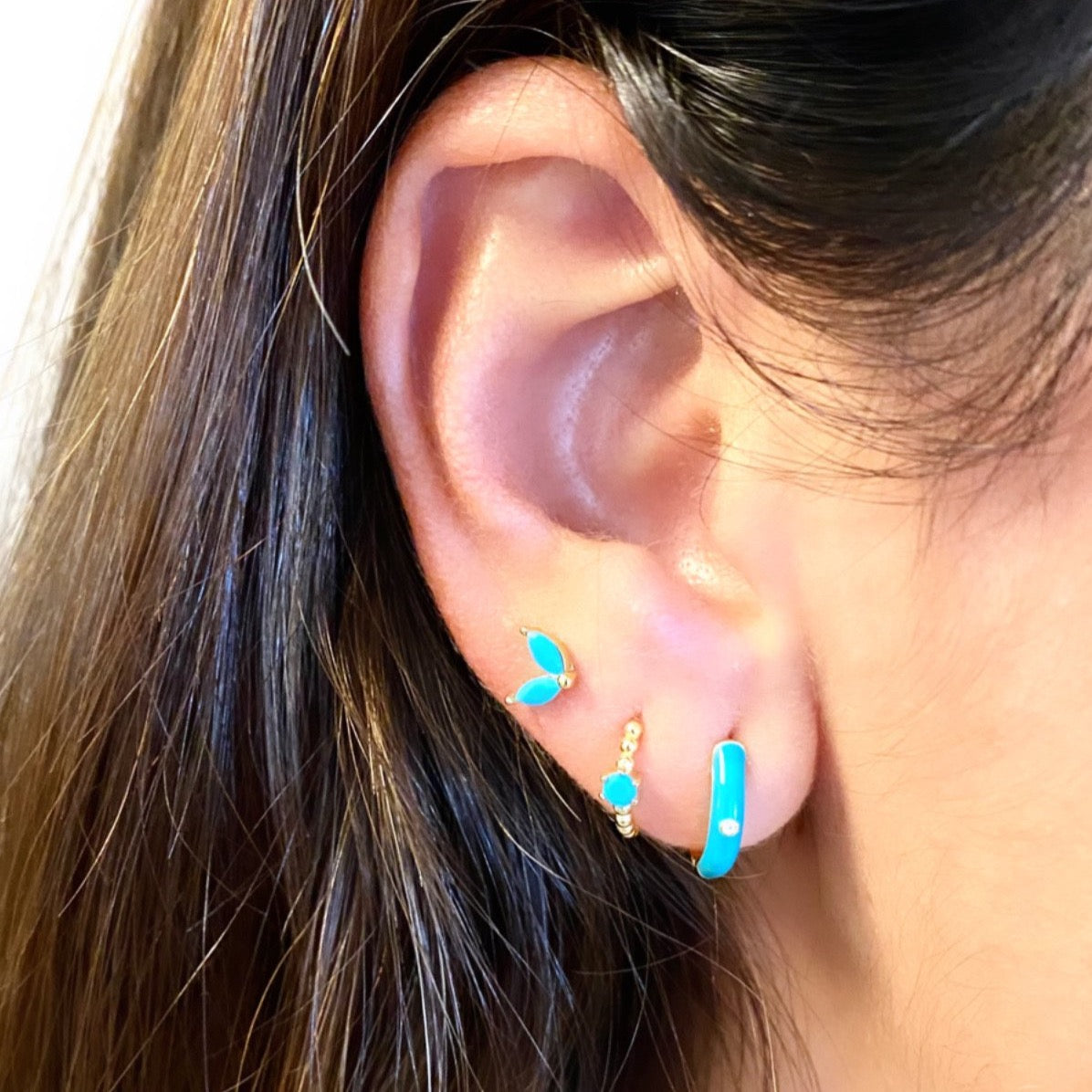 Twisted Mini Hoop Turquoise