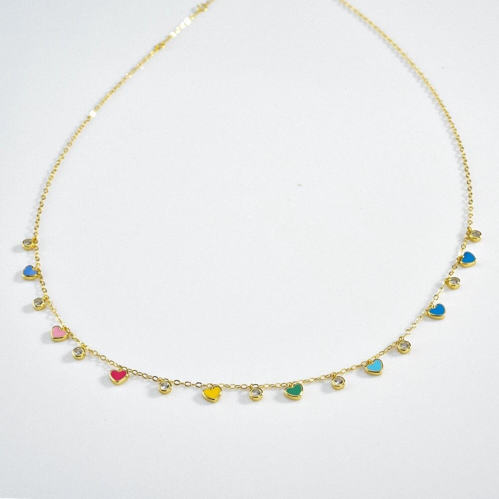 Rainbow Hearts Necklace
