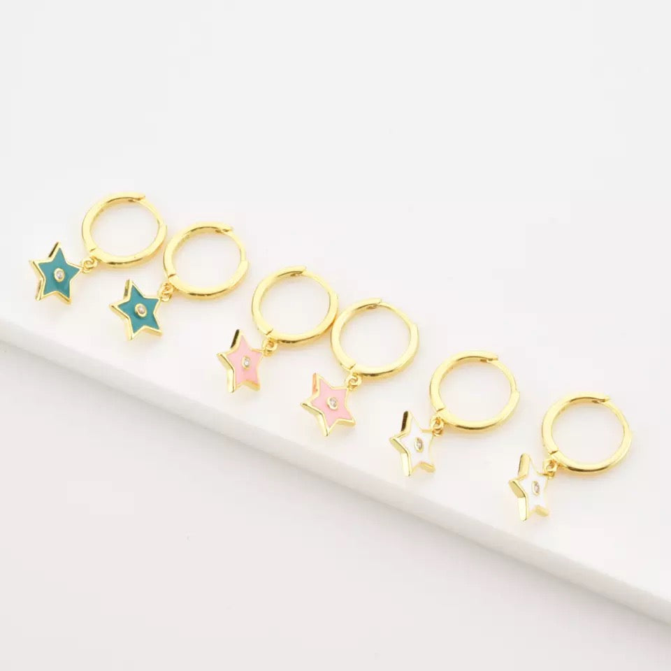 Star mini hoop Pink