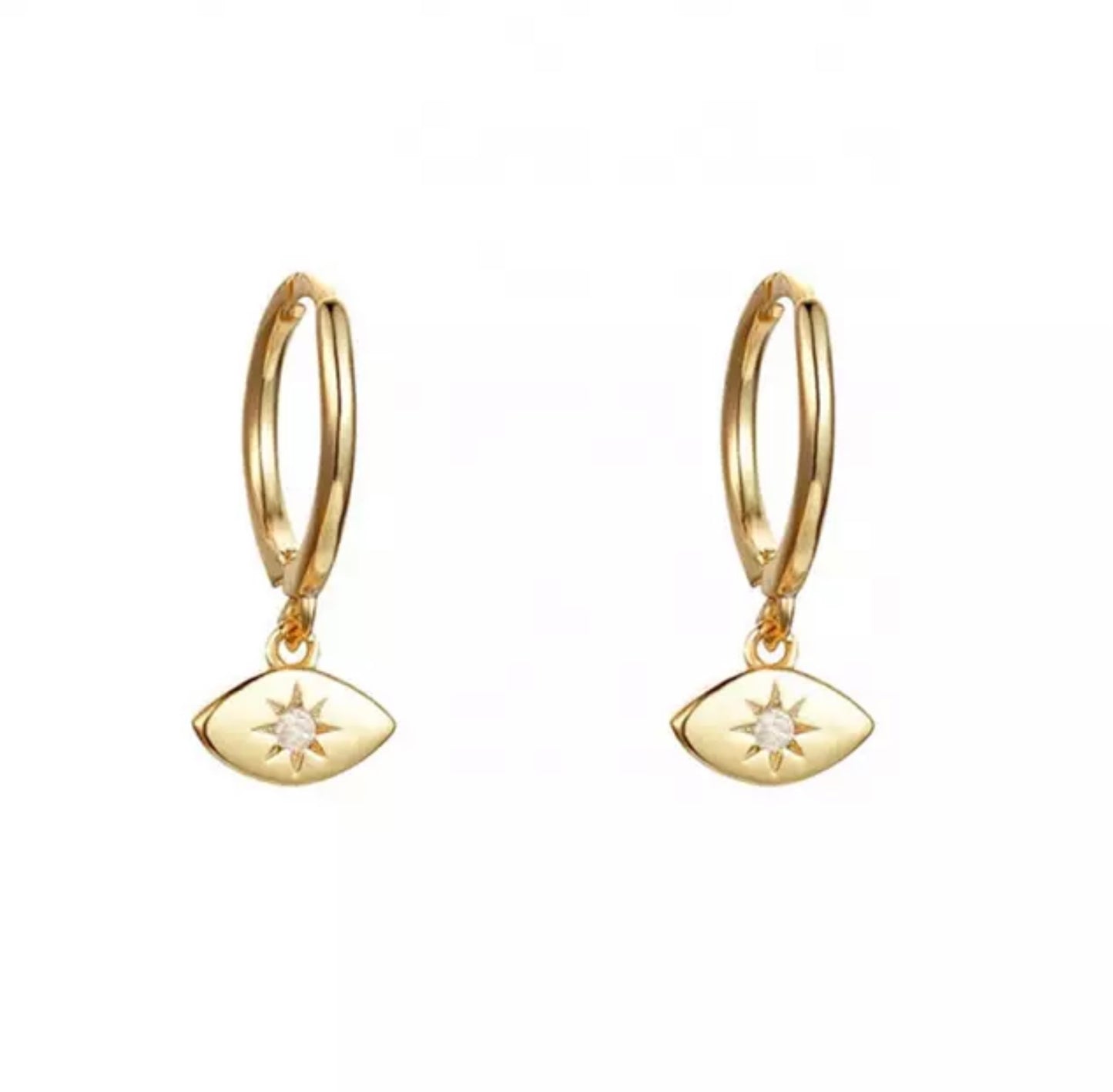 Evil Eye mini hoop clear