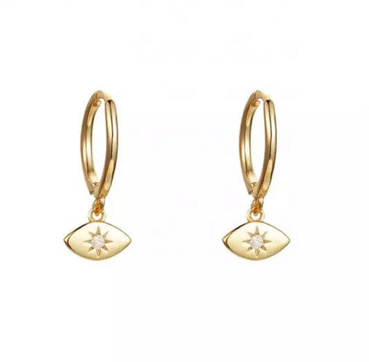 Evil Eye mini hoop clear