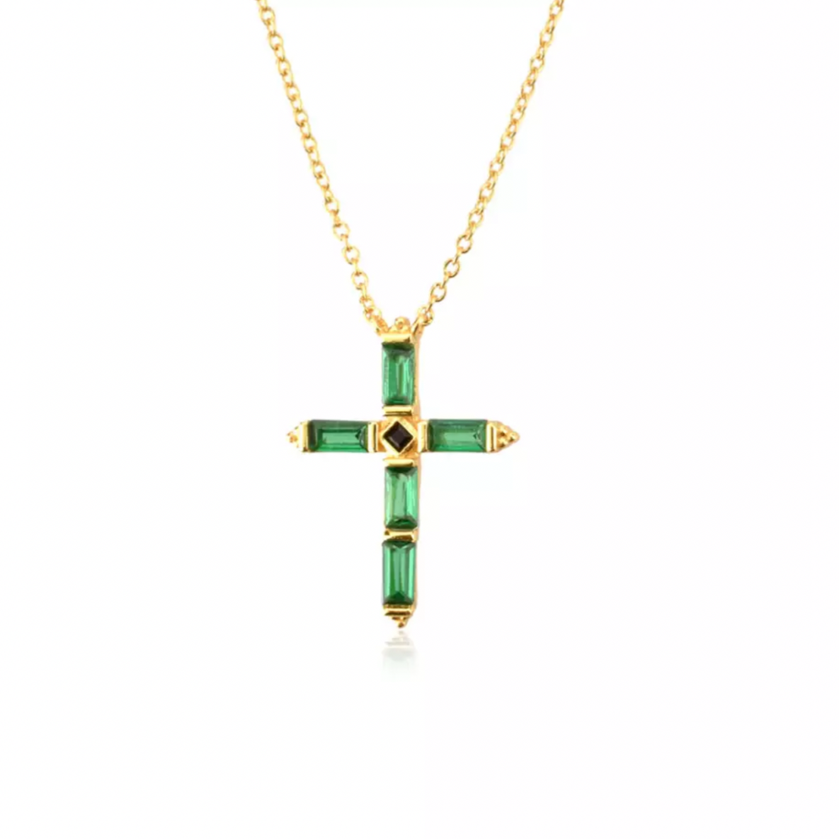 Cross Green Necklace