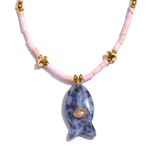 Fishy necklace Blue