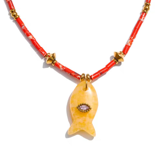 Fishy necklace Yellow