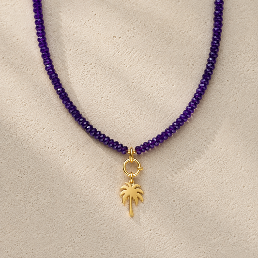 Palm Tree Necklace Purple