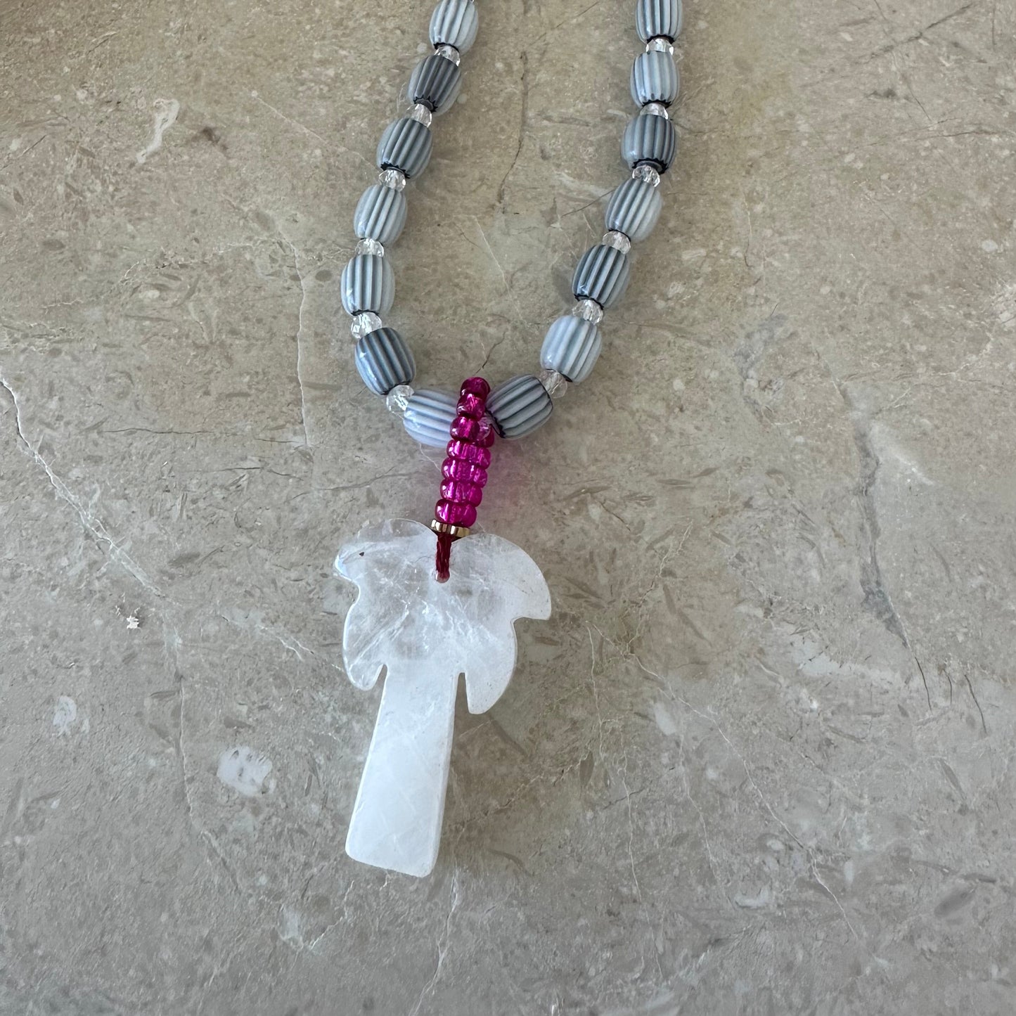 Coconut Tree Necklace Grey