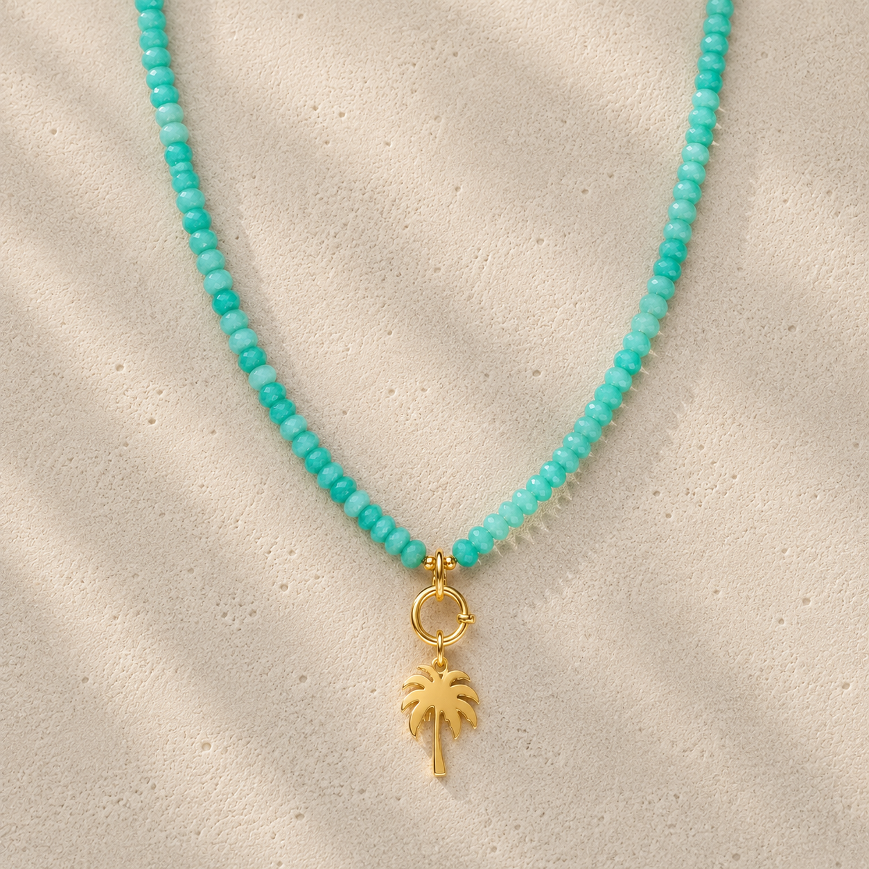 Palm Tree Necklace Aqua
