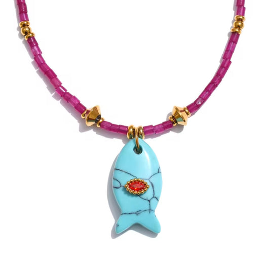 Fishy necklace Turquoise