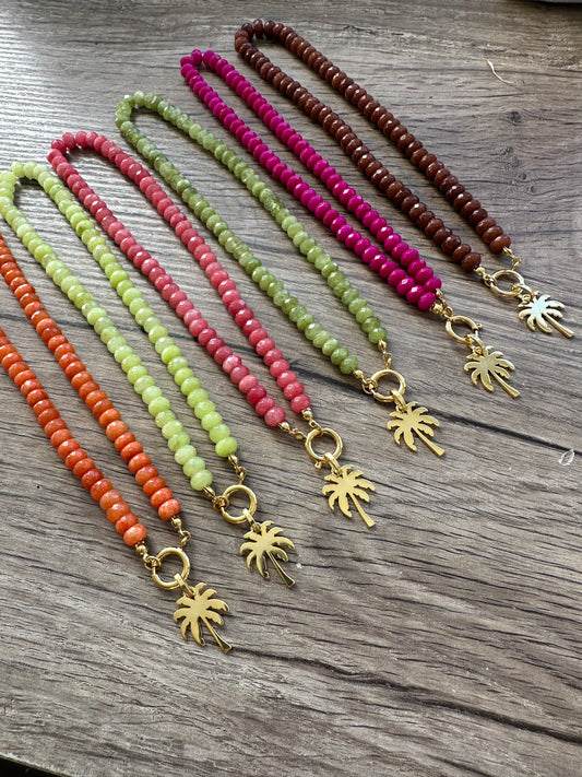 Palm Tree Necklace Lime