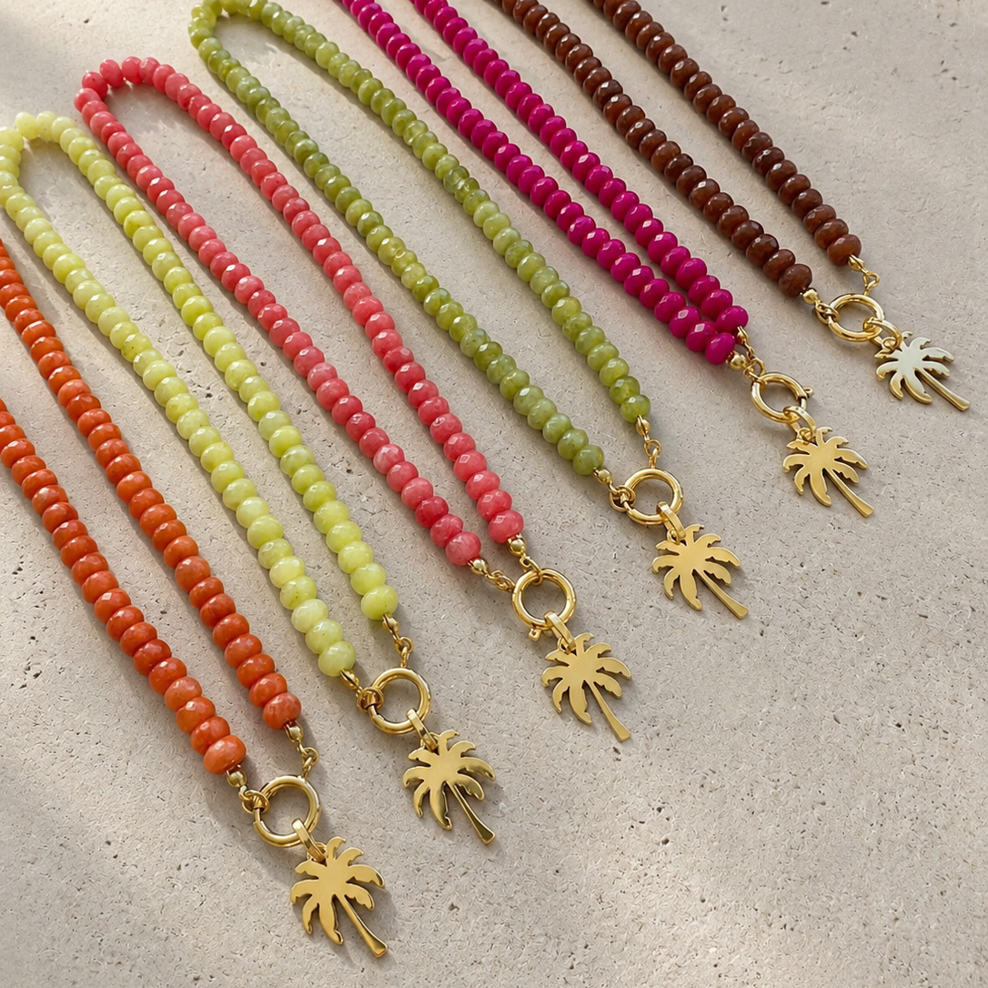 Palm Tree Necklace Fushia