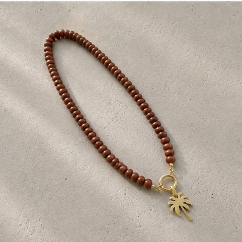 Palm Tree Necklace Brown
