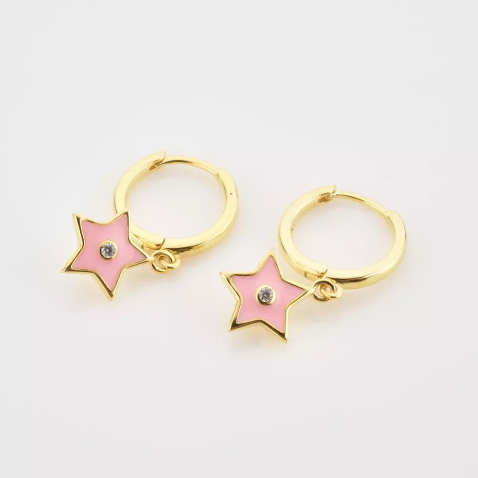 Star mini hoop Pink