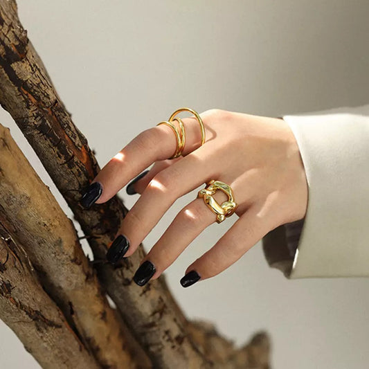 Maxi Geométrico Chain Ring gold