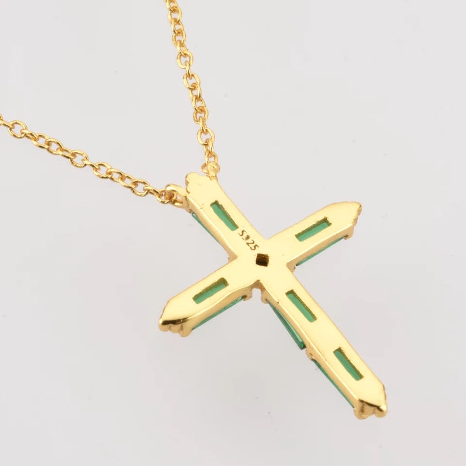 Cross Green Necklace