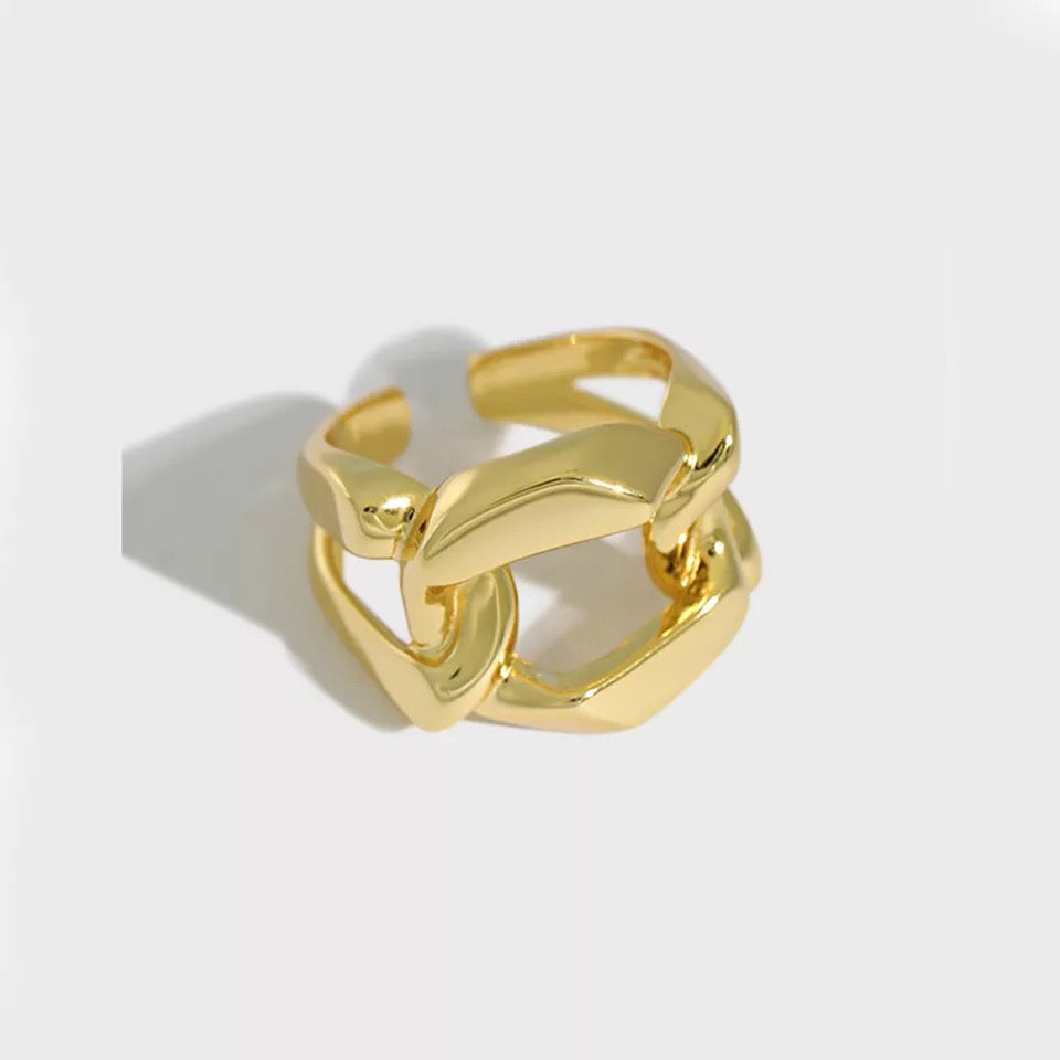 Maxi Geométrico Chain Ring gold